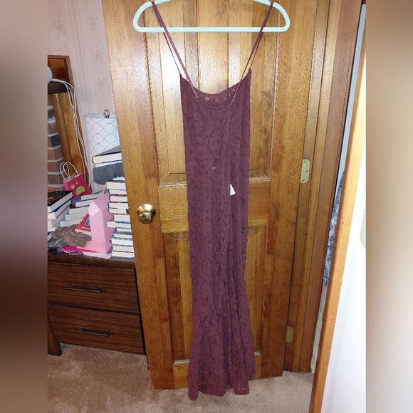 Anthropologie Lace Godet Maxi Slip Dress In Cocoa - Picture 8 of 12